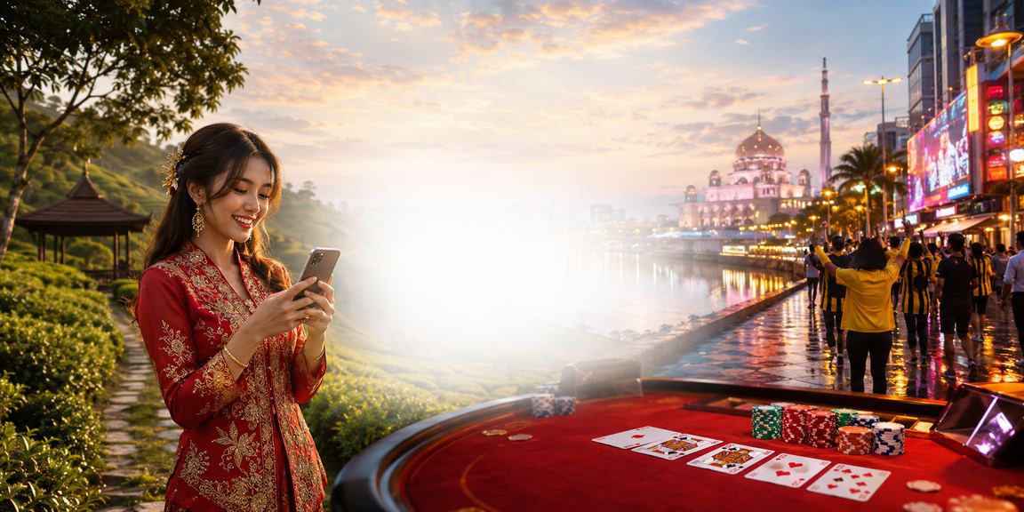 Suasana permainan baccarat bergaya mewah di Putrajaya dengan elemen kasino premium Malaysia